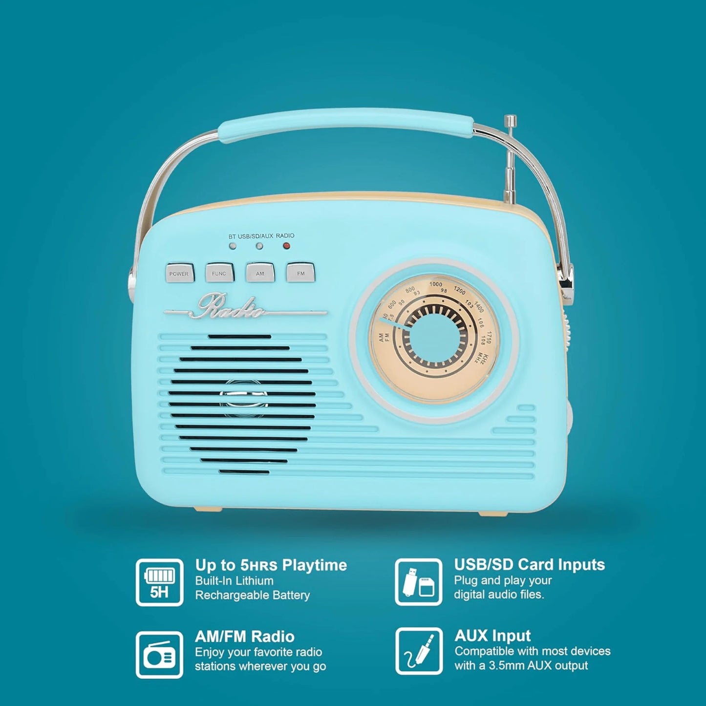 Revive the 1950s with Our Multi-Function Bluetooth Retro Speaker – Your Portable Music Companion!