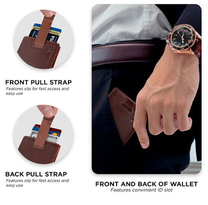 Elevate Your Style with the Slim Leather Bifold Wallet Featuring RFID Protection & Money Clip - Unmatched Elegance in Melted Chocolate for the Modern Man