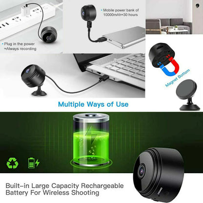 Mini Wireless Hidden Camera with WiFi IP, Home Security DVR, Night Vision, HD 1080P, USB