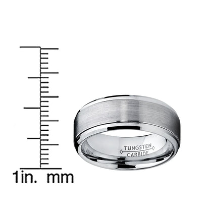 Stylish Men's 9mm Tungsten Wedding Band with Elegant Raised Brushed Finish