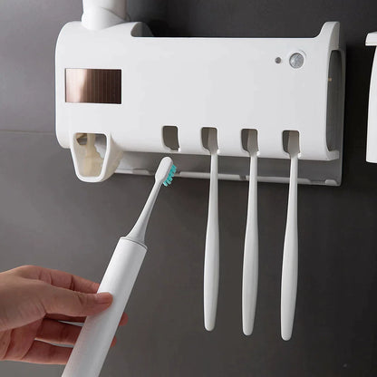 UV Light Toothbrush Sanitizer and Automatic Toothpaste Dispenser