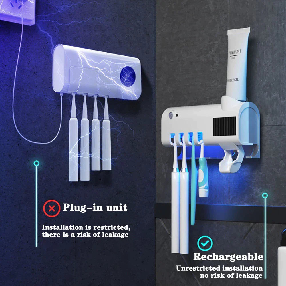 UV Light Toothbrush Sanitizer and Automatic Toothpaste Dispenser