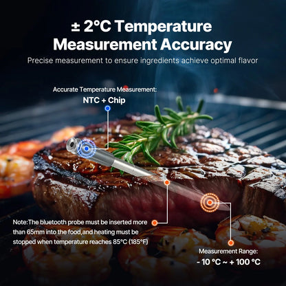 VEVOR Bluetooth Wireless Meat Thermometer - Effortless Cooking with 500 Ft Range for Perfectly Cooked Meats