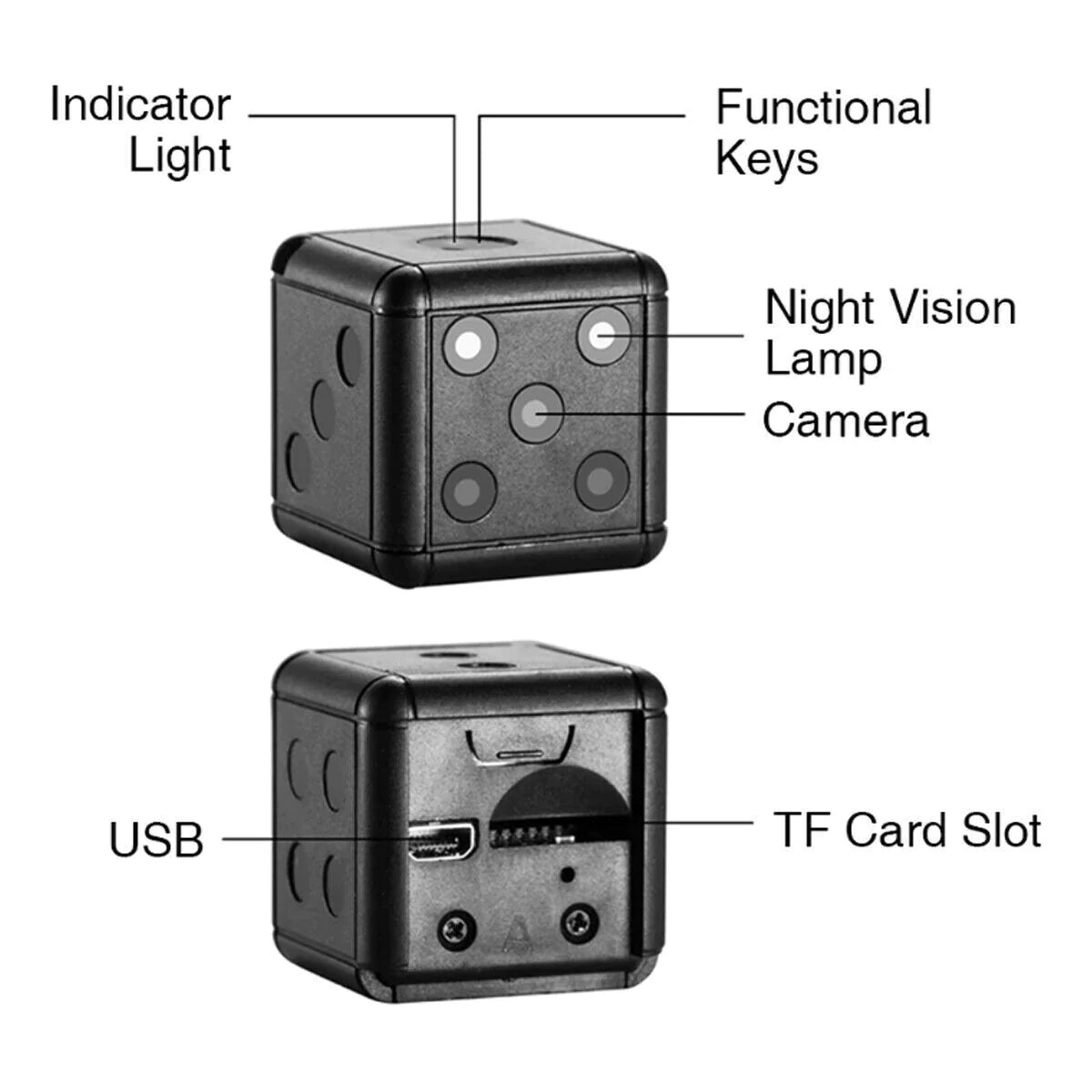 Compact HD 1080P Mini Dice Camera with Night Vision and Motion Detection for Home Security