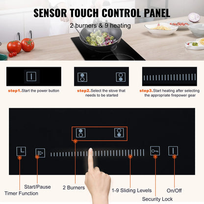 Experience Effortless Cooking with the VEVOR 20" Electric Built-in Cooktop – 2 Powerful Burners, Touch Control, and Safety Features for the Modern Kitchen