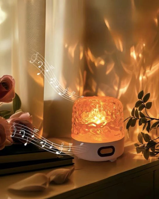 Ambient Light Theatre: All-in-One Ripple Sunset Aurora Projector with Stereo Speakers