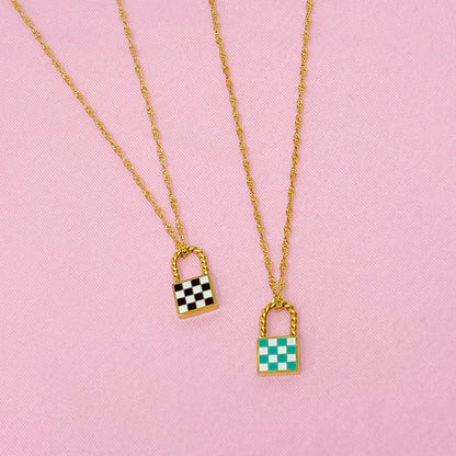 Stylish Checkered Design Locket Necklace for the Modern Woman