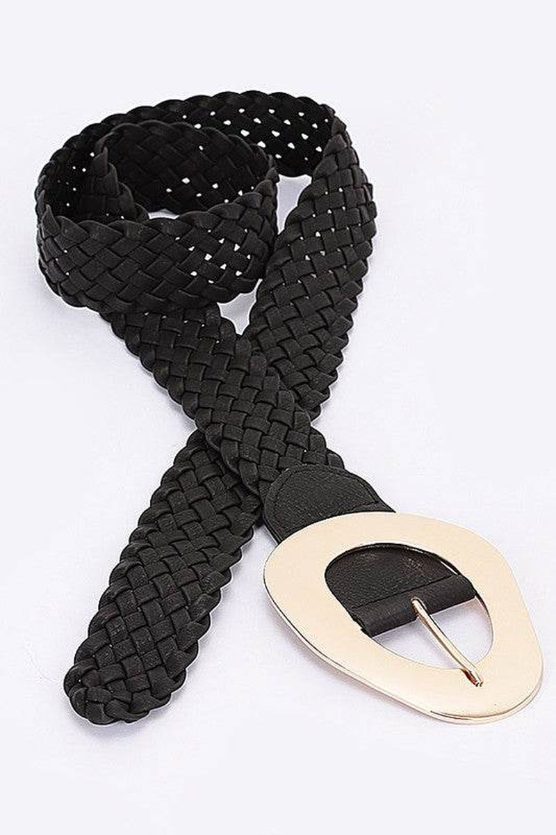Chic & Stylish Braided Fashion Belt with Eye-Catching Shiny Buckle
