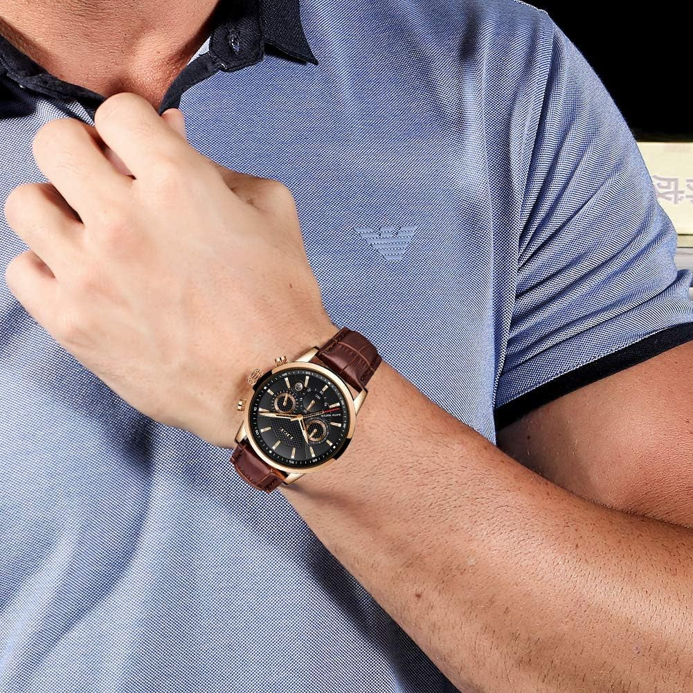 Elevate Your Style with the Ultimate Men's Fashion Quartz Chronograph Wrist Watch - Waterproof Leather Band & Date Function