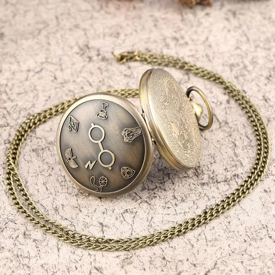 Charming Vintage Pocket Watch with Whimsical Glasses Design - Perfect Quartz Timepiece for a Playful Look
