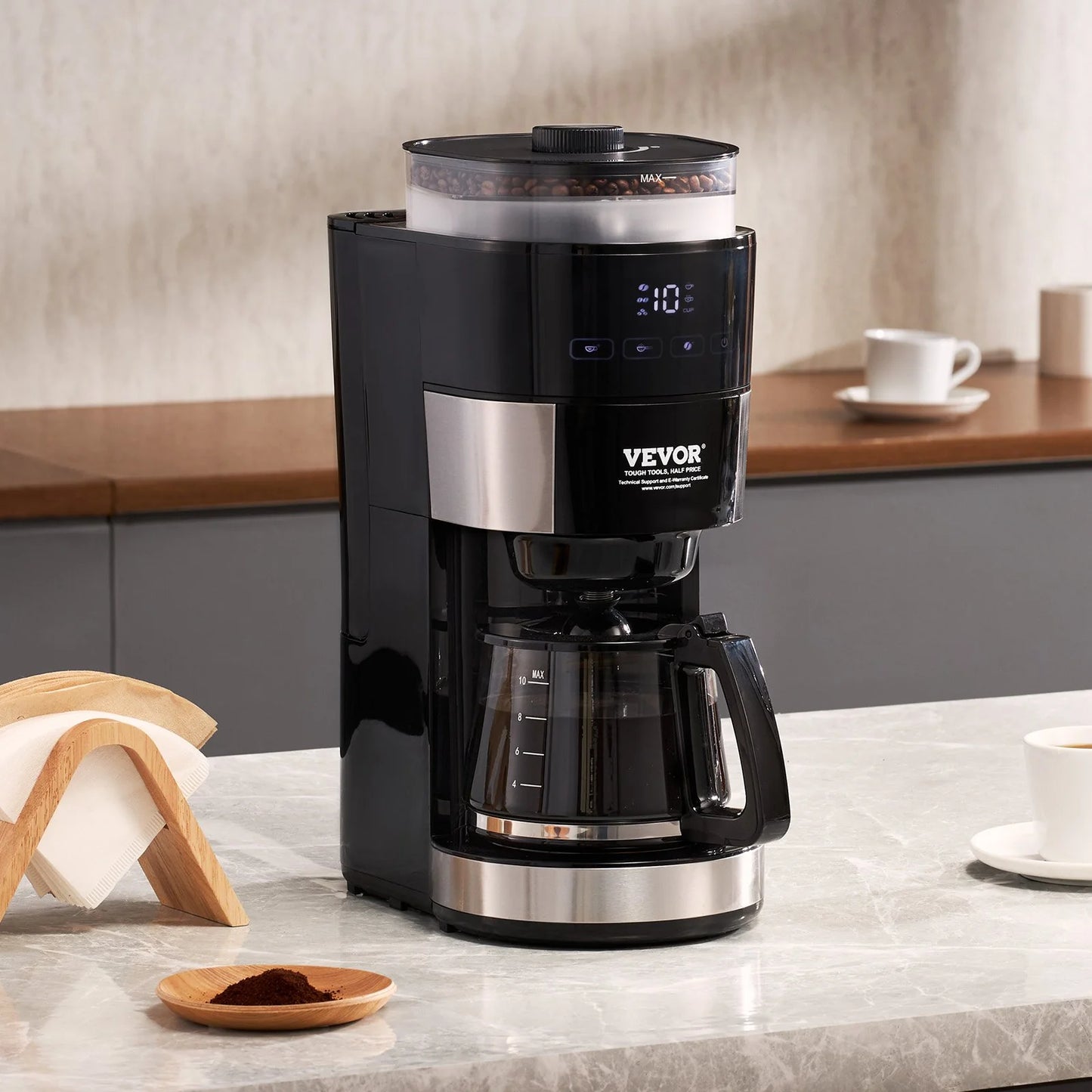 Experience Barista Quality at Home: VEVOR 10-Cup Drip Coffee Maker with Customizable Brew Strength