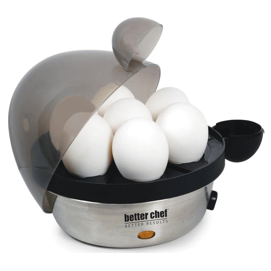Effortlessly Prepare Perfectly Boiled Eggs with the Better Chef 7-Egg Stainless Steel Electric Egg Cooker - Non-Refundable