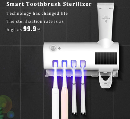 UV Light Toothbrush Sanitizer and Automatic Toothpaste Dispenser