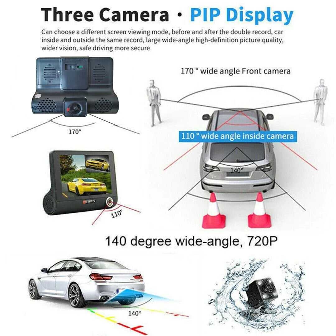 1080P Dual Lens HD Car DVR Dash Cam with G-Sensor and Rearview Recording