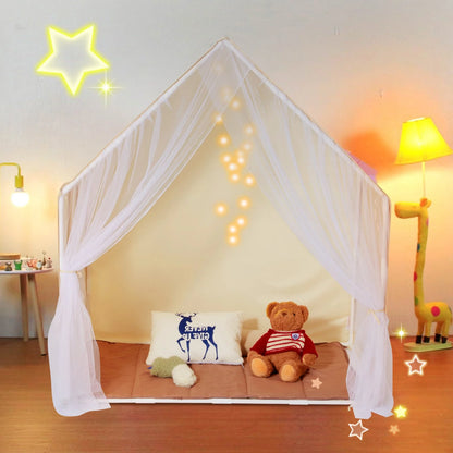 VEVOR Cozy Children's Play Tent - Ultimate Indoor & Outdoor Yurt for Ages 1-5 with Mat & Lamp, Stylish Beige Design