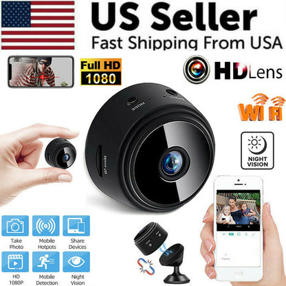 Mini Wireless Hidden Camera with WiFi IP, Home Security DVR, Night Vision, HD 1080P, USB