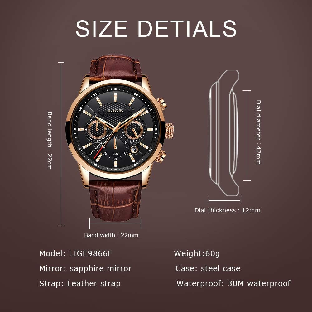 Elevate Your Style with the Ultimate Men's Fashion Quartz Chronograph Wrist Watch - Waterproof Leather Band & Date Function