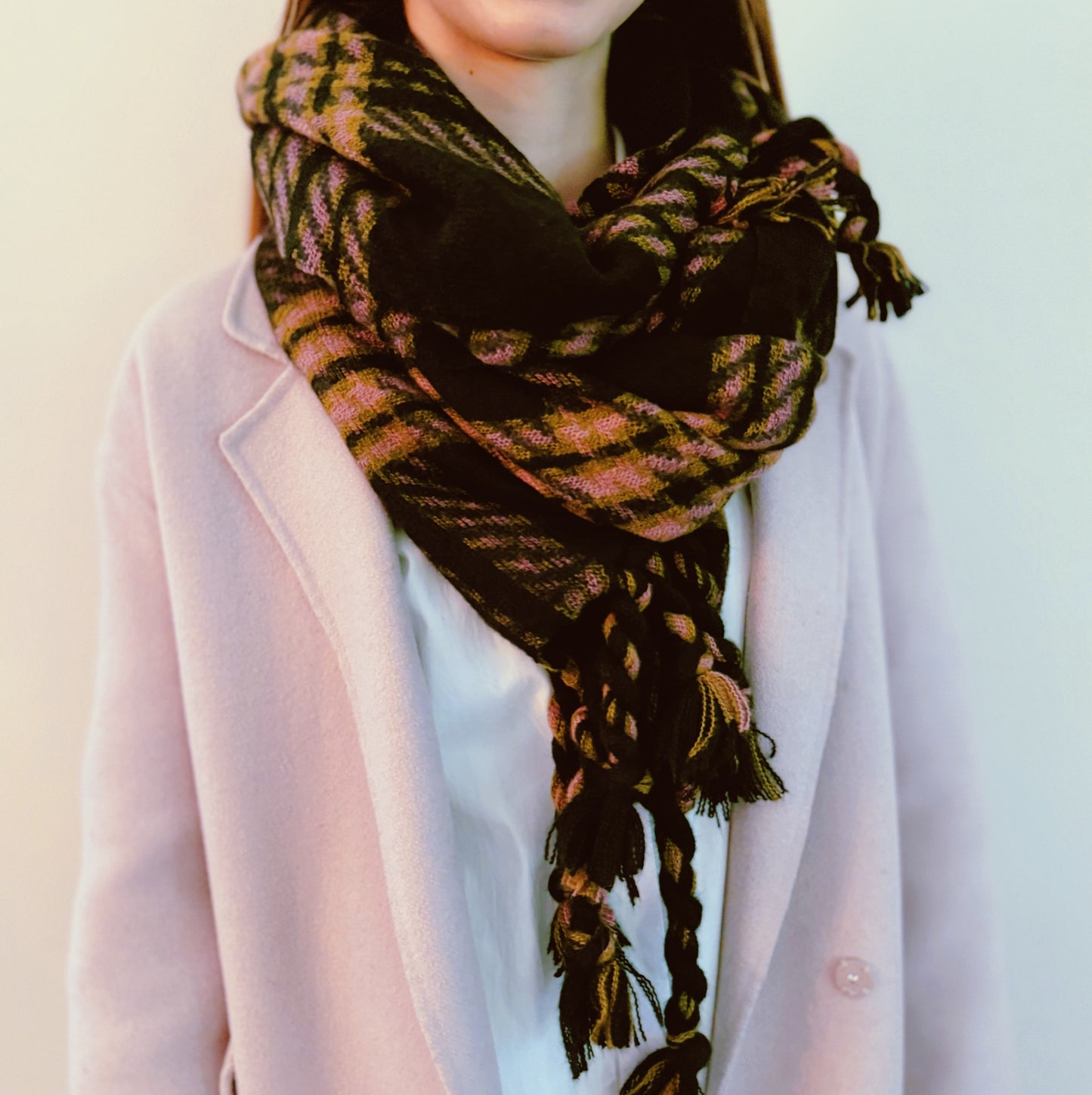 Chic Braided Fringe Plaid Scarf - Your Go-To Accessory for Every Occasion
