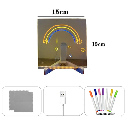 LED Colorful Erasable Note Board for Children - Luminous Dry Erase Drawing and Message Board with Stand
