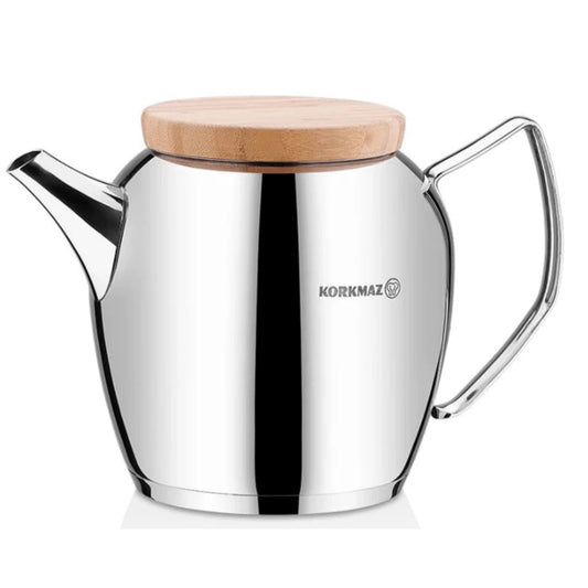 Discover the Elegance of Korkmaz Montana - 2.3L Stainless Steel Teapot with Exquisite Wooden Lid