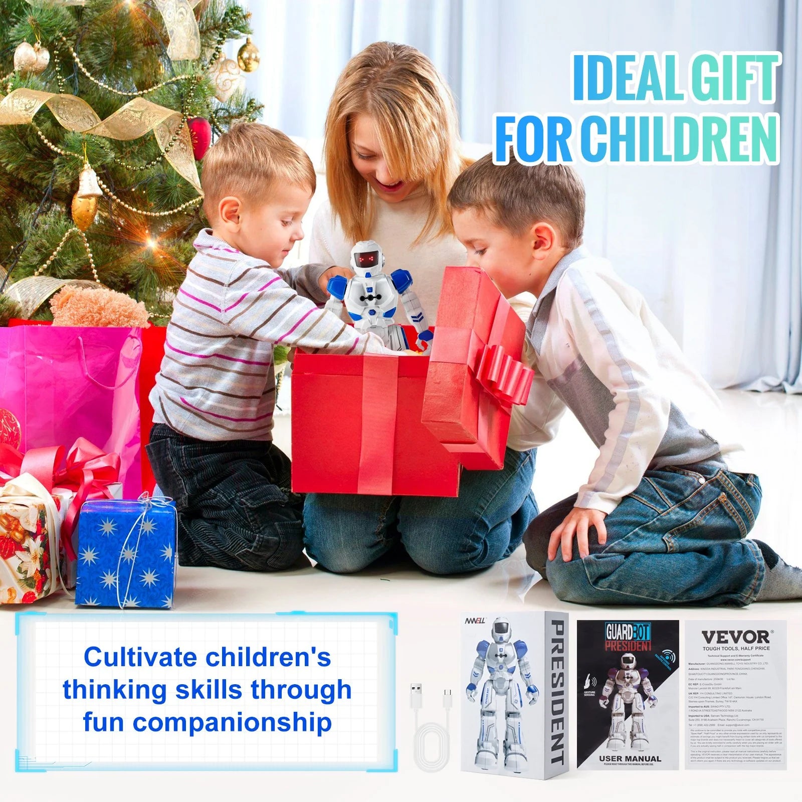 VEVOR Kids RC Robot Toy - Programmable, Dancing & Talking Fun for Ultimate Playtime!