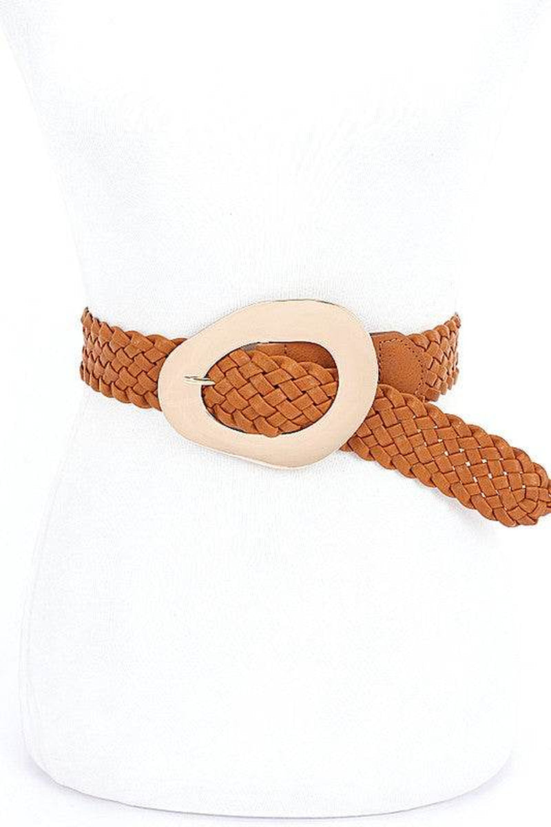 Chic & Stylish Braided Fashion Belt with Eye-Catching Shiny Buckle