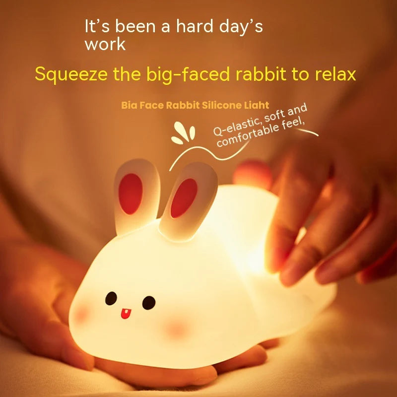 Enchanting LED Touch Sensor Rabbit Night Light - The Perfect Silicone Bedside Lamp for Kids, Holiday Gifting, and Cozy Home Decor