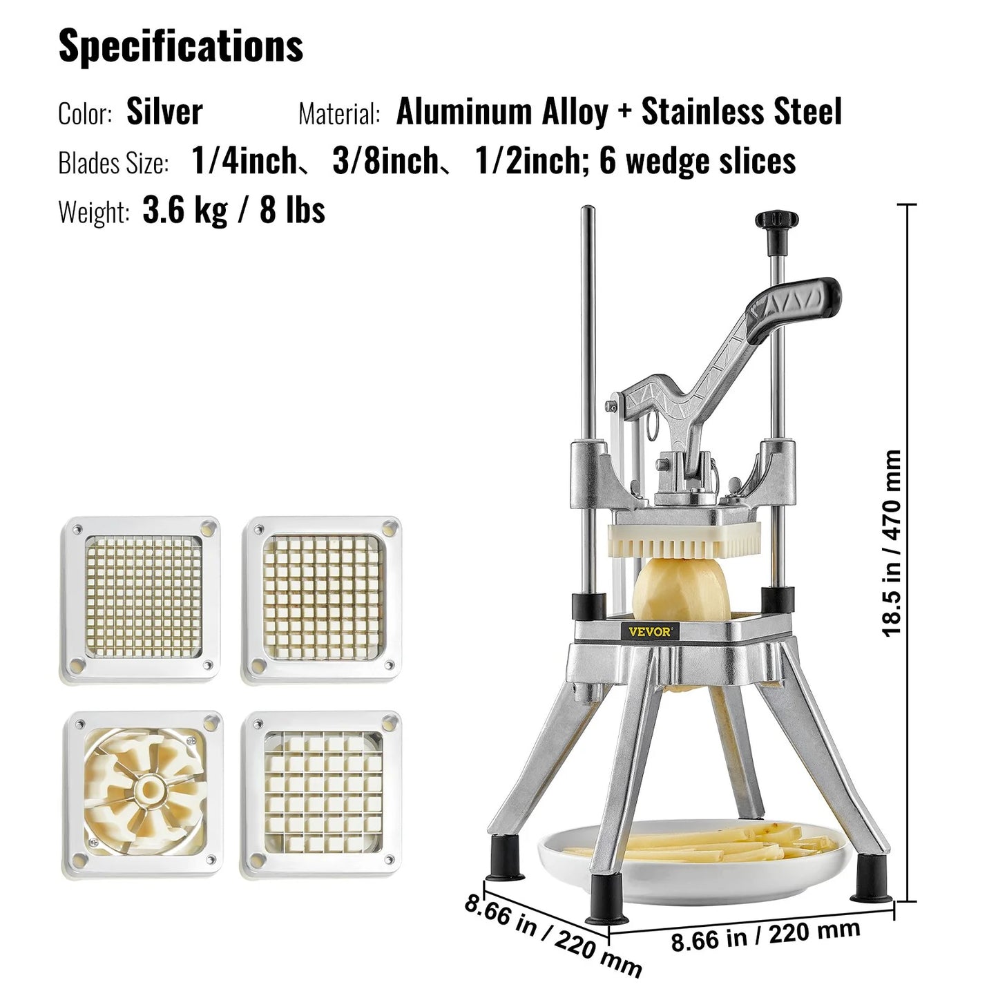 Premium Professional Vegetable and Fruit Chopper with 4 Precision Blades for Effortless Food Preparation
