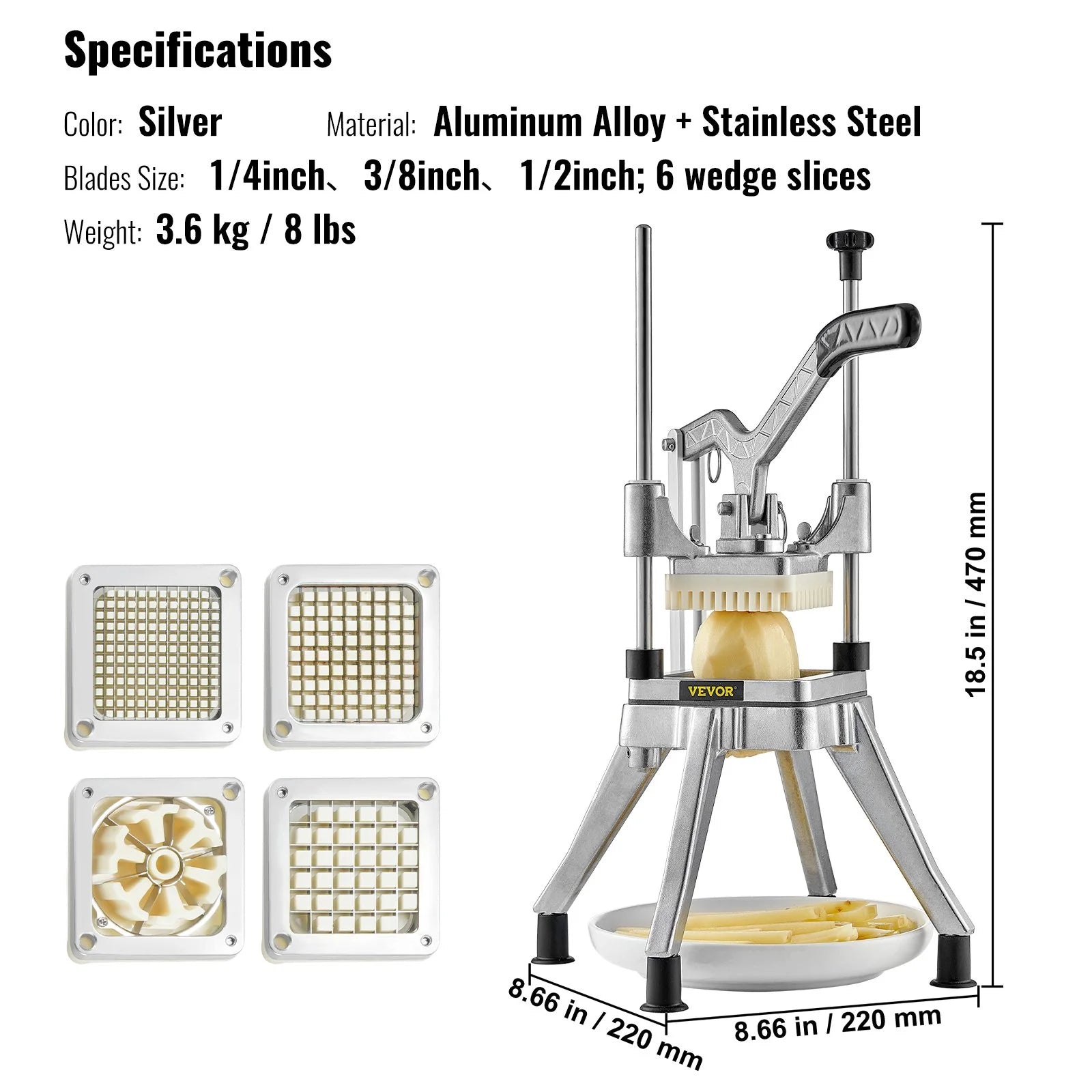Premium Professional Vegetable and Fruit Chopper with 4 Precision Blades for Effortless Food Preparation
