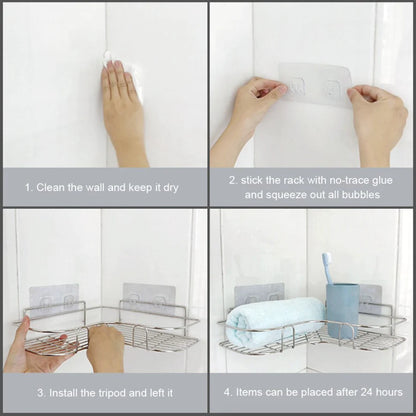 Triangular Shower Caddy Shelf - Corner Bathroom Storage Organizer