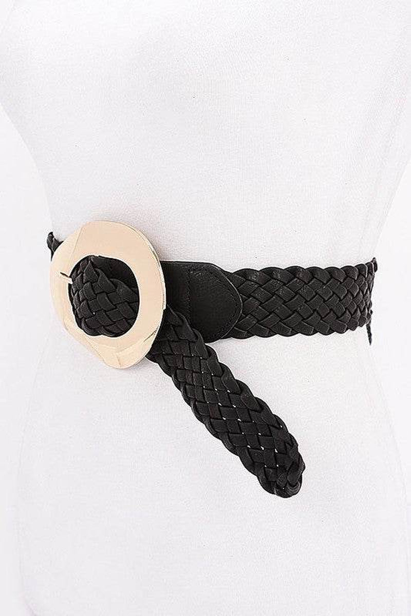 Chic & Stylish Braided Fashion Belt with Eye-Catching Shiny Buckle