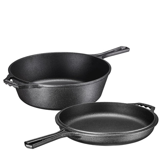 Experience Culinary Excellence with Our 3 Quart Pre-Seasoned Cast Iron Dutch Oven and Skillet Bundle - The Essential Cookware for Every Home Chef!
