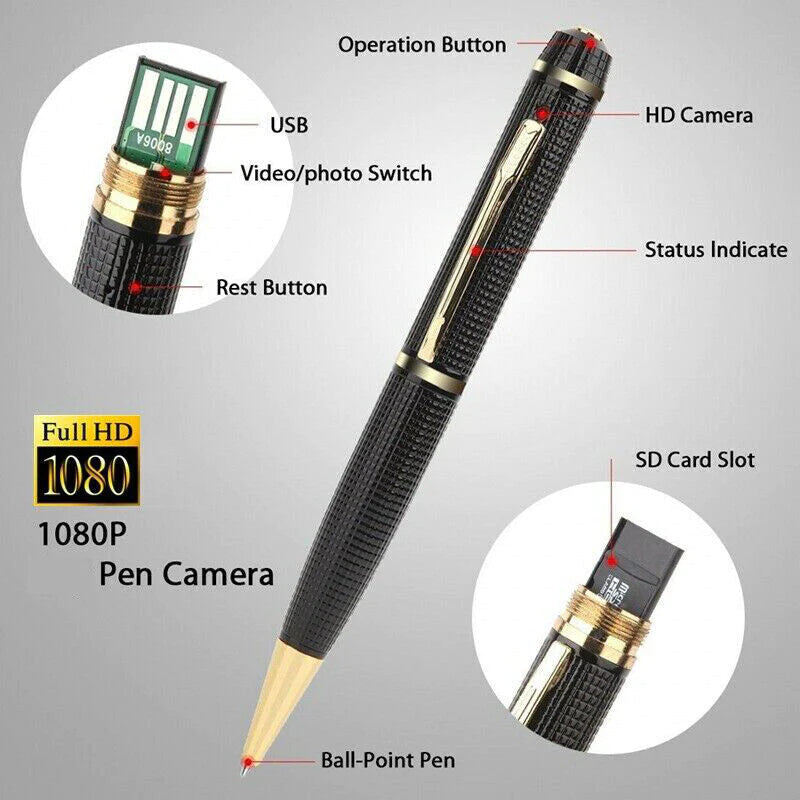 1080P HD Mini Pocket Pen Camera - Covert Body Video Recorder with USB Functionality