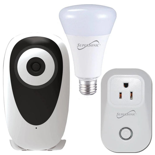 Elevate Your Home with the Supersonic 3-Piece Smart Home Starter Kit: HD Camera, Smart Plug & Smart Bulb for Ultimate Control