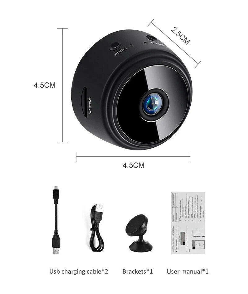 Mini Wireless Hidden Camera with WiFi IP, Home Security DVR, Night Vision, HD 1080P, USB