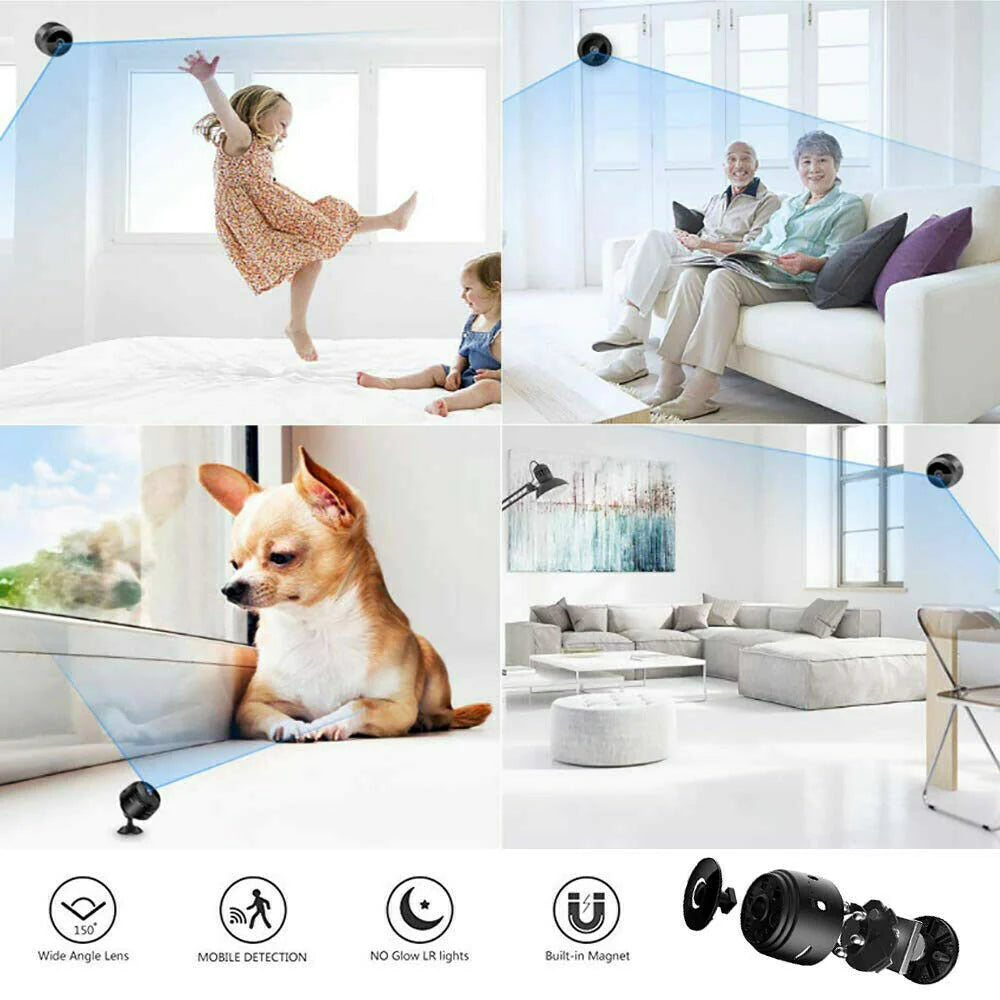 Mini Wireless Hidden Camera with WiFi IP, Home Security DVR, Night Vision, HD 1080P, USB