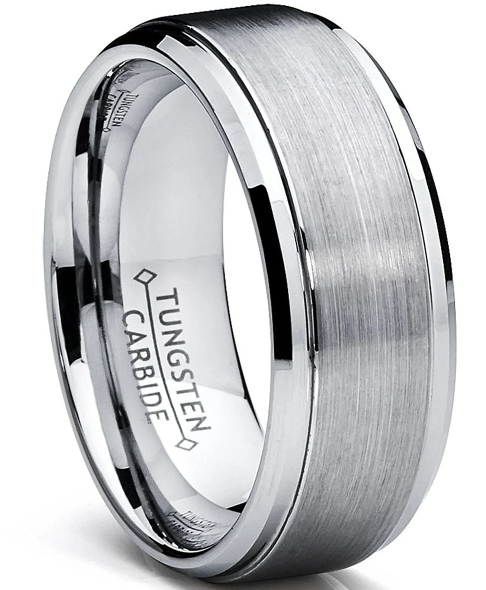 Stylish Men's 9mm Tungsten Wedding Band with Elegant Raised Brushed Finish