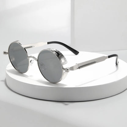 Unleash Your Inner Trendsetter with Our Metal Steampunk-Inspired Round Sunglasses for Men – The Ultimate Retro Fashion Statement!