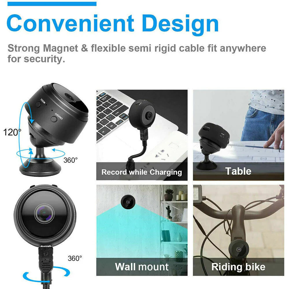 Mini Wireless Hidden Camera with WiFi IP, Home Security DVR, Night Vision, HD 1080P, USB
