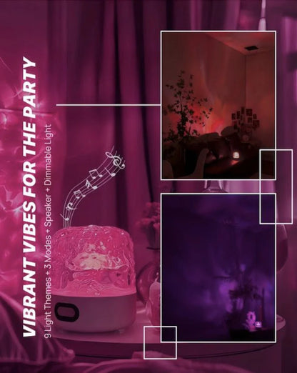 Ambient Light Theatre: All-in-One Ripple Sunset Aurora Projector with Stereo Speakers