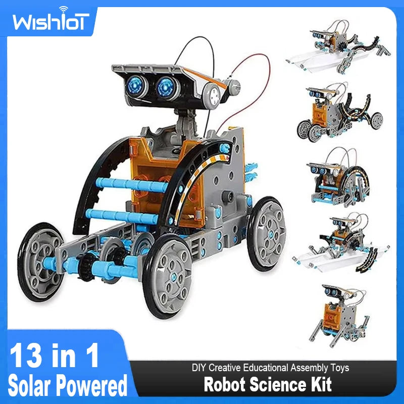 Build and Explore with the 13-in-1 Solar-Powered Robot Science Kit - A Fun and Educational DIY Toy for Young Innovators!