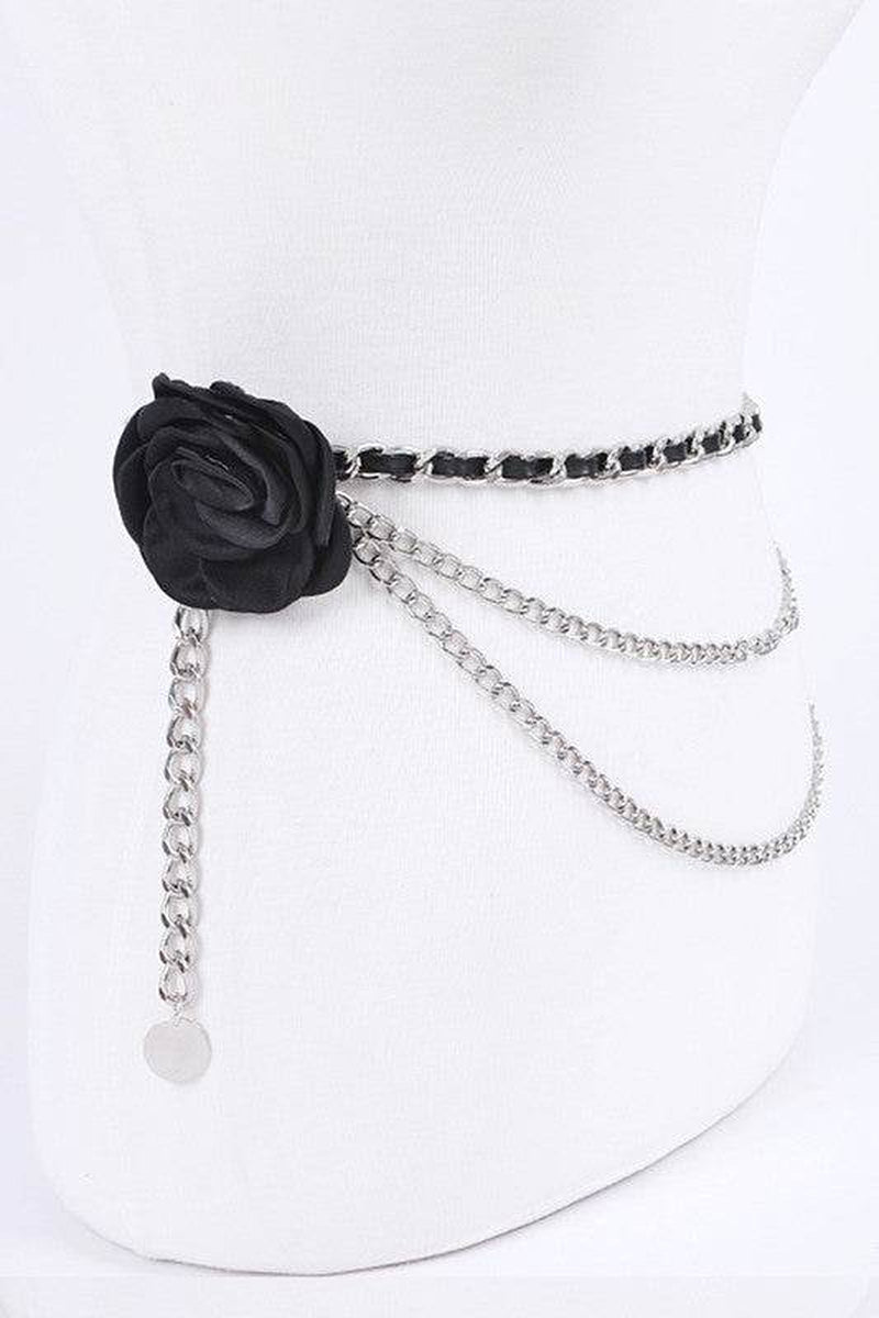 Elevate Your Style with Our Plus Size Satin Floral Iconic Chain Belt - Adjustable and Chic!