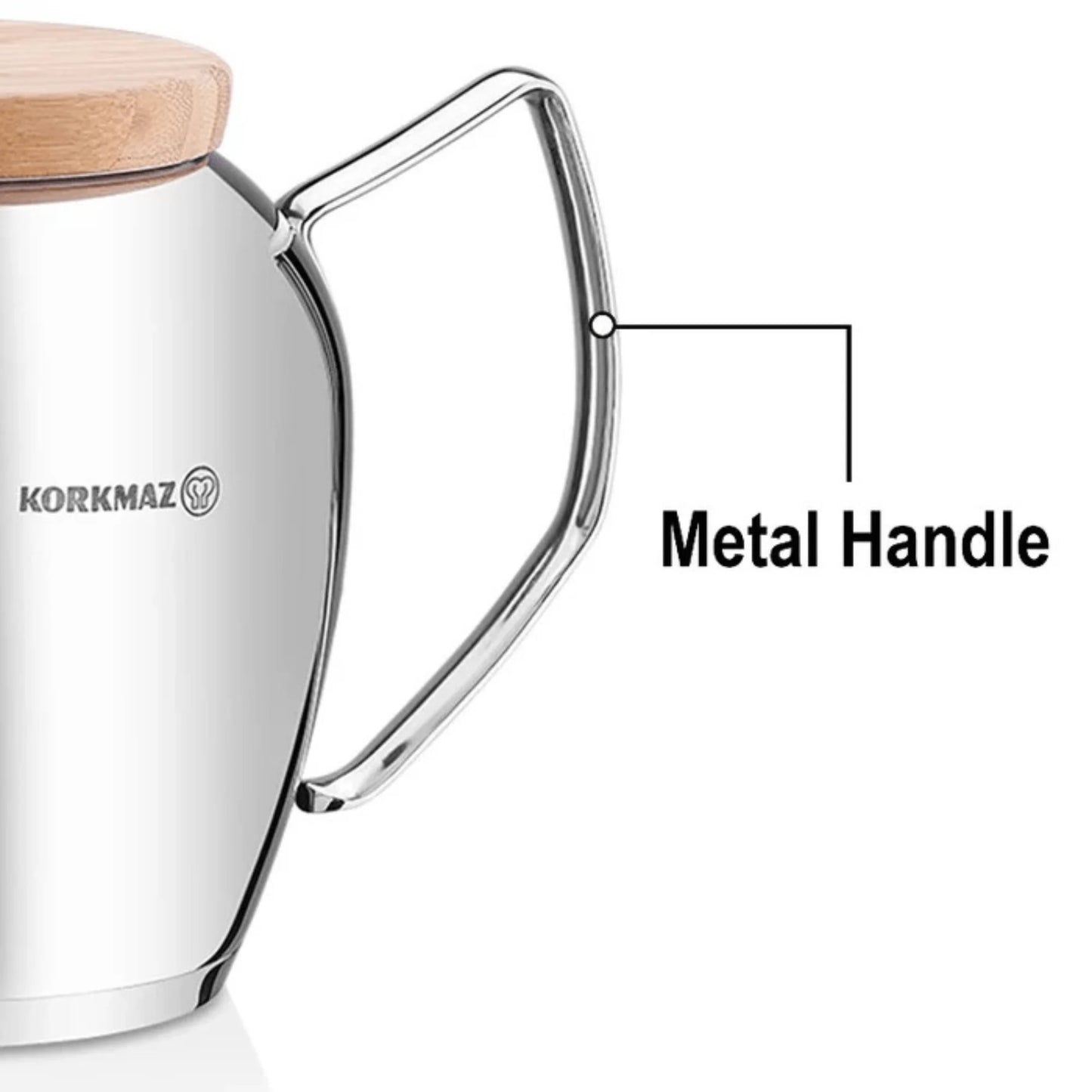 Discover the Elegance of Korkmaz Montana - 2.3L Stainless Steel Teapot with Exquisite Wooden Lid