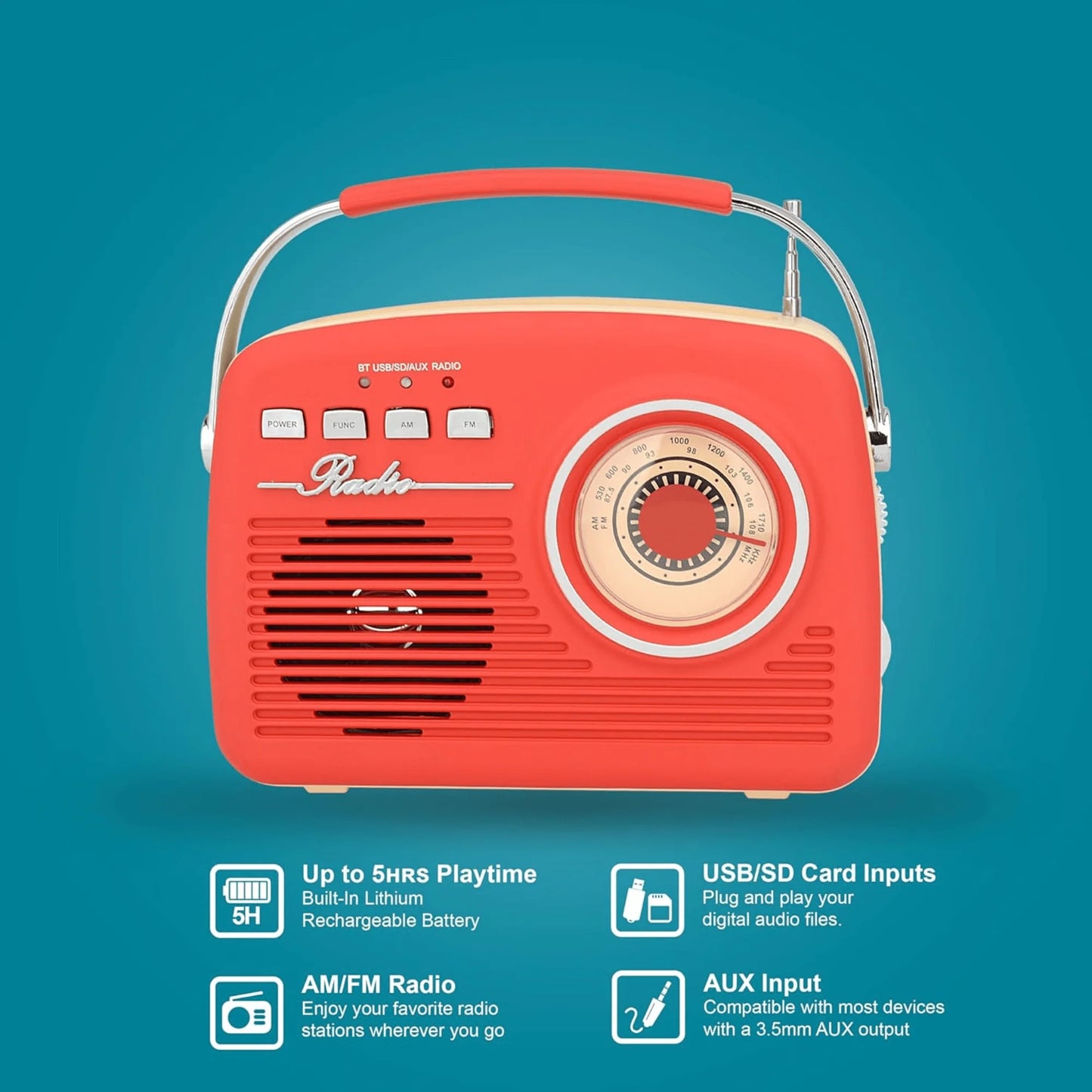 Revive the 1950s with Our Multi-Function Bluetooth Retro Speaker – Your Portable Music Companion!