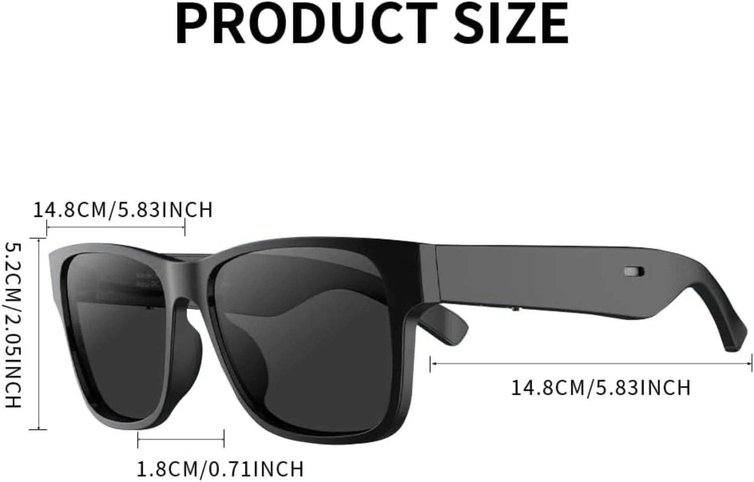 Revolutionary Smart Bluetooth Polarized Sunglasses with Integrated Speaker - UV Protection, Unisex Design in Sleek Black