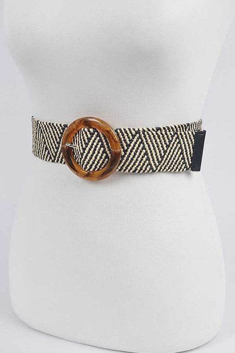 Stylish Resin Buckle Elastic Belt with Trendy Faux Straw Design for Every Outfit