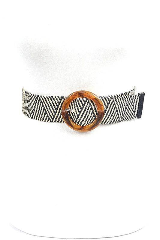 Stylish Resin Buckle Elastic Belt with Trendy Faux Straw Design for Every Outfit