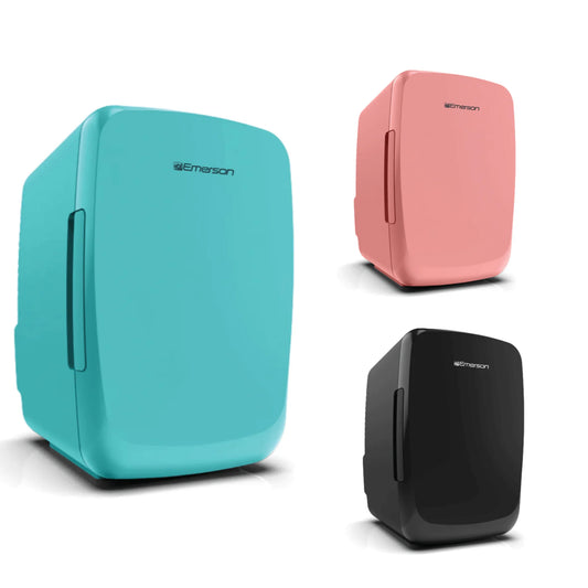 Emerson Compact Mini Fridge - Portable & Quiet with Secure Latch for 6 Cans - Perfect for Snacks & Beverages!