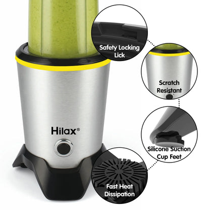 Unleash Your Kitchen Creativity with the Hilax Personal Portable Blender - Perfect for Shakes, Smoothies & Food Prep - Includes 35 Oz & 14 Oz BPA-Free Bottles, 1200W Power!