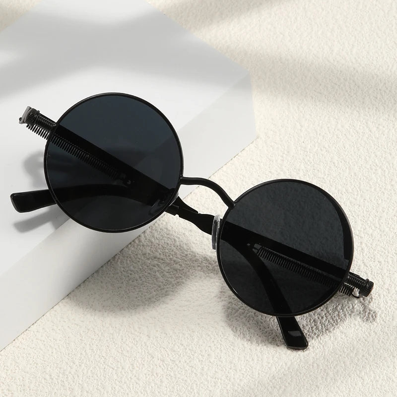 Unleash Your Inner Trendsetter with Our Metal Steampunk-Inspired Round Sunglasses for Men – The Ultimate Retro Fashion Statement!